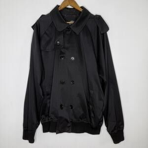 Ablanche Jacket Mens 3XL Black Bomber Double Breasted Epaulette Cotton Blend